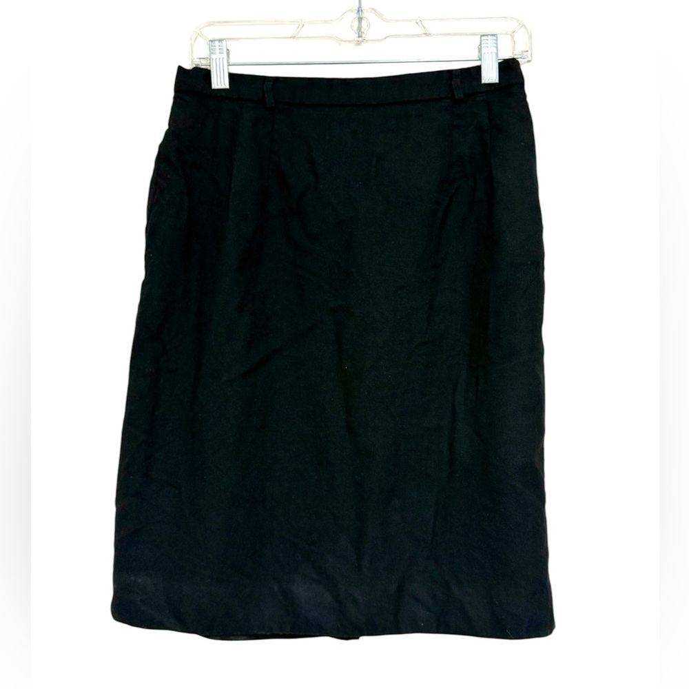 Talbots Pure Wool Worsted Skirt Pencil Lined Black Belt Loops Office Size 12 P